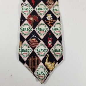 Tabasco Men's Silk Neck Tie Tabasco Logo 3 7/8" x 58 Inches Green Red USA